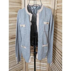 Ann Taylor LOFT Tan Sweater Jacket Chunky Knit Women's size Medium Pockets